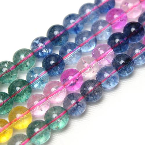 Abalorios de Cristal Esféricos, pulido, Bricolaje & Craquelado, multicolor, 8mm, aproximado 46PCs/Sarta, Vendido por Sarta