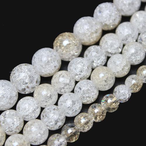 Crackle Quartz Beads, Round, polished, DIY yellow [