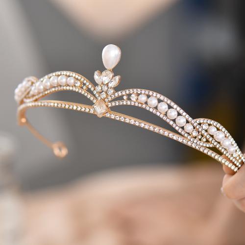 Bridal Tiaras, Zinc Alloy, with Plastic Pearl, for bridal & with rhinestone 