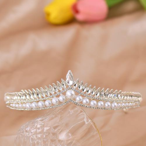 Bridal Tiaras, Zinc Alloy, with Plastic Pearl, for bridal & with rhinestone 