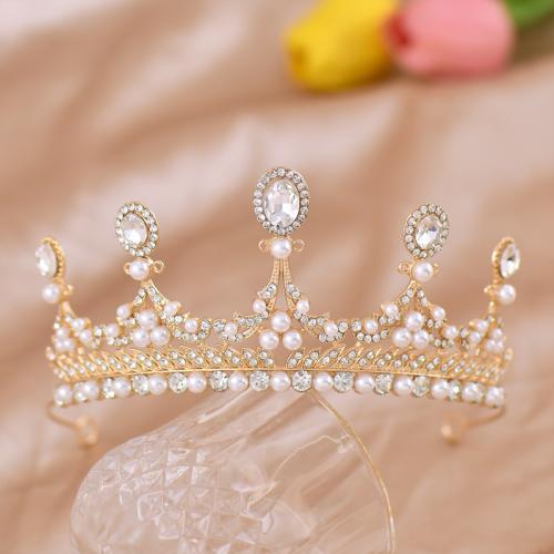 Bridal Tiaras, Zinc Alloy, with Plastic Pearl, for bridal & with rhinestone 