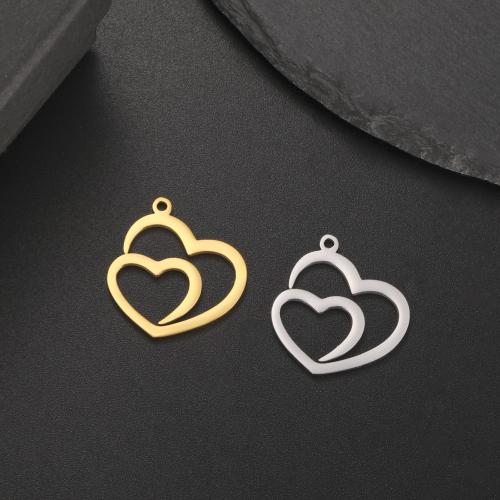 Stainless Steel Heart Pendants, 304 Stainless Steel, Vacuum Ion Plating, DIY 