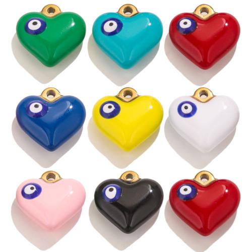 Fashion Evil Eye Pendant, 304 Stainless Steel, Heart, DIY & enamel [