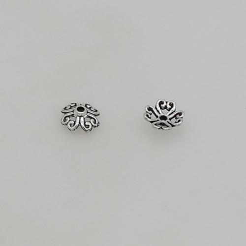 Zinc Alloy Bead Caps, Flower, silver color plated, DIY, 7mm Approx 1mm, Approx 