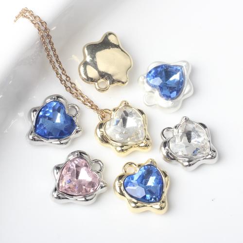 Zinc Alloy Rhinestone Pendants, Heart, plated, DIY & with rhinestone 