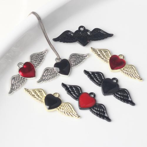 Zinc Alloy Enamel Pendants, Heart, plated, DIY 