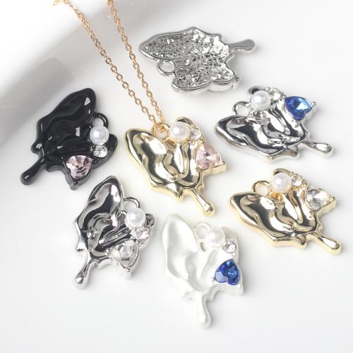 Zinc Alloy Rhinestone Pendants, with Plastic Pearl, Heart, plated, DIY & with rhinestone 