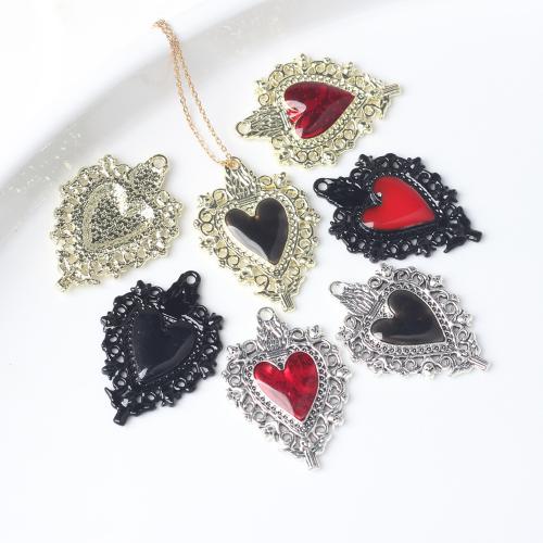 Zinc Alloy Enamel Pendants, Heart, plated, DIY 