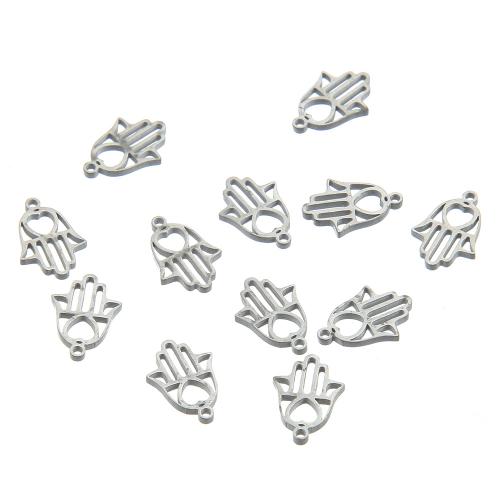 Pendentifs en acier inoxydable, Acier inoxydable 304, main, Placage de couleur argentée, DIY, argent Vendu par PC