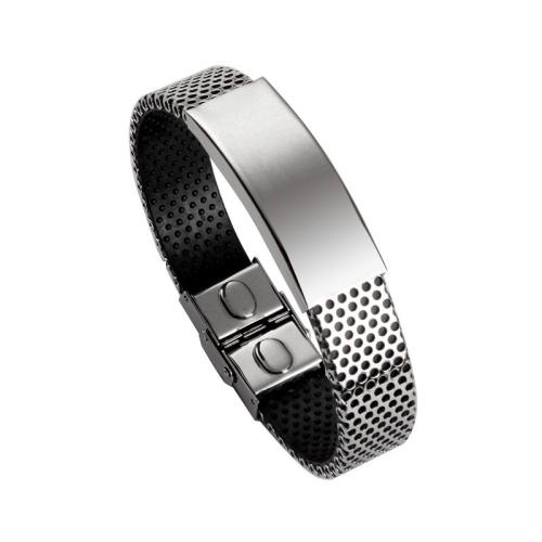 bracelet de cordon en PU , Acier inoxydable 304, avec cuir PU, poli, unisexe, couleur originale Environ 21 cm, Vendu par PC