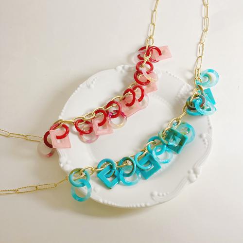 Acrylic Necklace, plated, for woman 