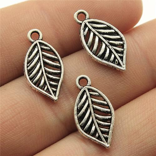 Zinc Alloy Leaf Pendants, antique silver color plated, DIY 