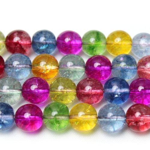 Abalorios de Cristal Esféricos, pulido, Bricolaje & Craquelado, multicolor, 8mm, aproximado 46PCs/Sarta, Vendido por Sarta