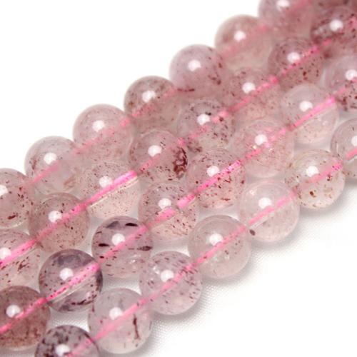 Strawberry Quartz Beads, Round, polished, DIY, Grade AAA, 8mm, Approx 