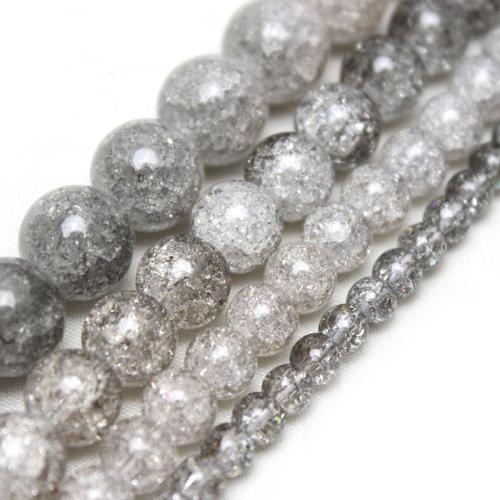 Round Crystal Beads, polished, gradient color & DIY & crackle [