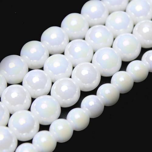 Perles de cristal rondes , poli, DIY & normes différentes pour le choix, Albâtre blanc, Vendu par brin[