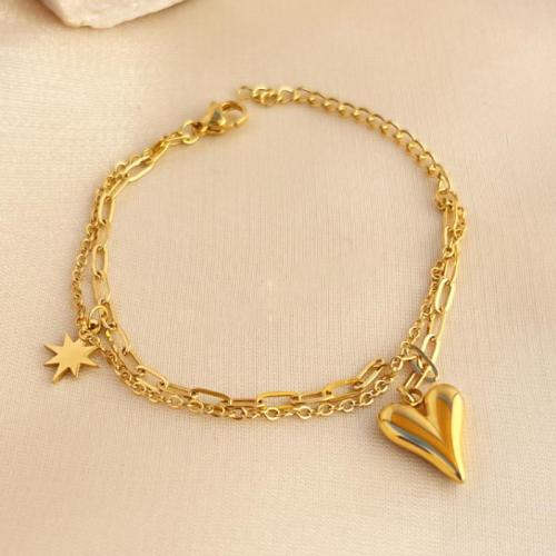 Stainless Steel Charm Bracelet, 304 Stainless Steel, fashion jewelry & for woman, golden Approx 15-20 cm 