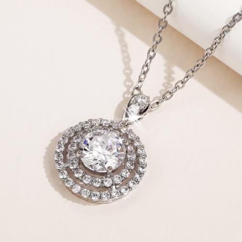 Cubic Zircon Micro Pave Brass Necklace, fashion jewelry & micro pave cubic zirconia & for woman Approx 45 cm 