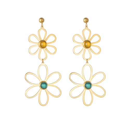 Stainless Steel Drop Earring, 304 Stainless Steel, Flower, fashion jewelry & for woman, golden 