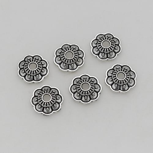 Zinc Alloy Bead Caps, Flower, silver color plated, DIY, 11mm Approx 2mm, Approx 