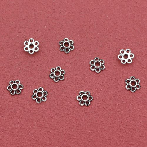 Zinc Alloy Bead Caps, Flower, silver color plated, DIY, 6mm Approx 1.5mm, Approx 