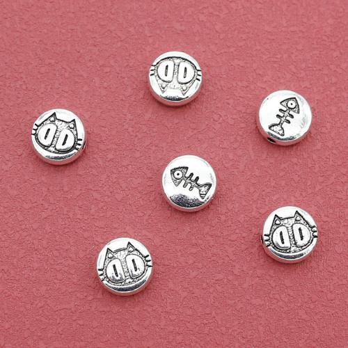 Zinklegierung Zwischenperlen, flache Runde, silberfarben plattiert, DIY, 10x4mm, Bohrung:ca. 1.5mm, ca. 200PCs/Tasche, verkauft von Tasche[