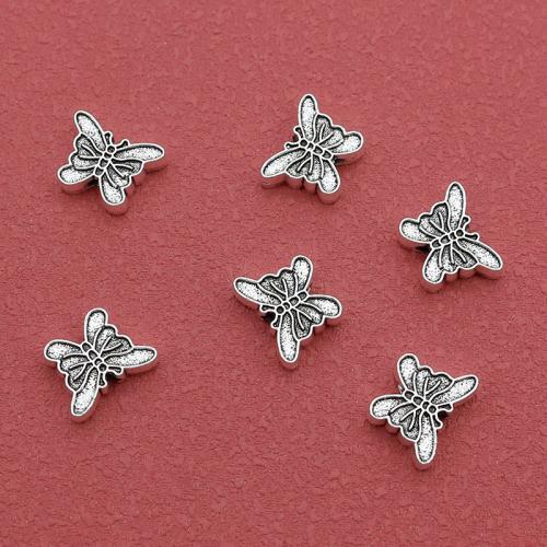 Zinklegierung Zwischenperlen, Schmetterling, silberfarben plattiert, DIY, 12x10x3.5mm, Bohrung:ca. 2mm, ca. 200PCs/Tasche, verkauft von Tasche[