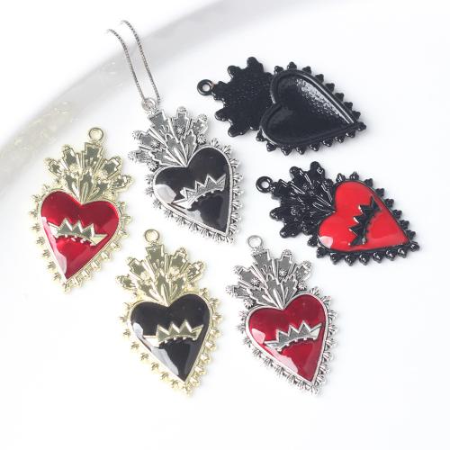 Zinc Alloy Enamel Pendants, Heart, plated, DIY 