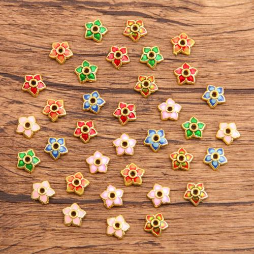 Zinc Alloy Bead Caps, Flower, gold color plated, DIY & enamel 