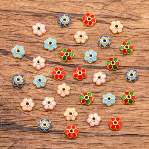 Zinc Alloy Bead Caps, Flower, gold color plated, DIY & enamel 