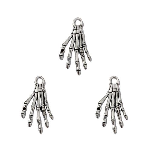 Neue heiße Halloween Schmuck und Dekor, Zinklegierung, Hand, antik silberfarben plattiert, DIY, 19x35mm, 100PCs/Tasche, verkauft von Tasche