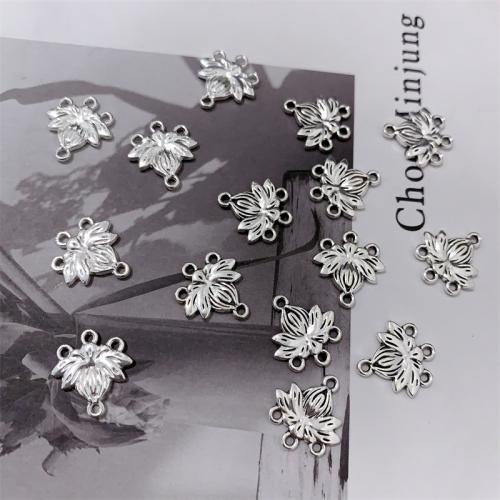 Flower Zinc Alloy Connector, antique silver color plated, DIY & 1/3 loop 