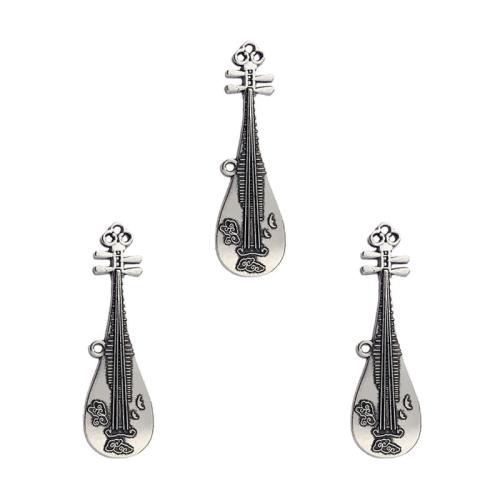 Musikinstrument Zinklegierung Anhänger, Musikalisches Instrument, antik silberfarben plattiert, DIY, 41x12mm, 100PCs/Tasche, verkauft von Tasche