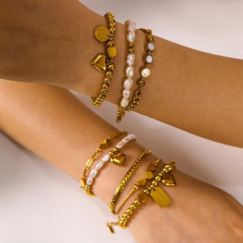 Stainless Steel Chain Bracelets, 304 Stainless Steel, gold color plated, fashion jewelry golden 