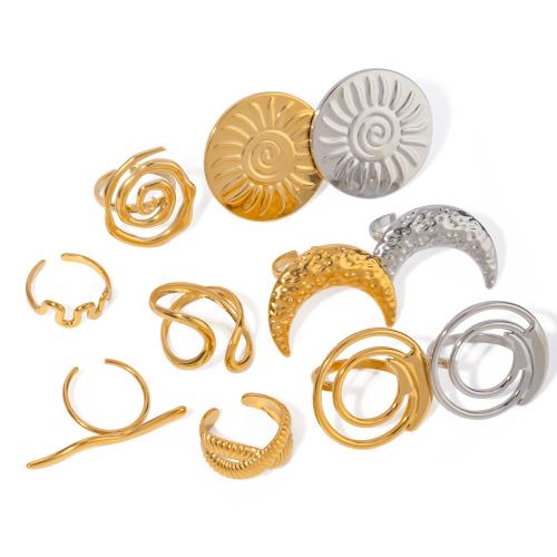 Edelstahl Fingerring, 304 Edelstahl, goldfarben plattiert, Modeschmuck & verschiedene Muster für Wahl, goldfarben, verkauft von PC