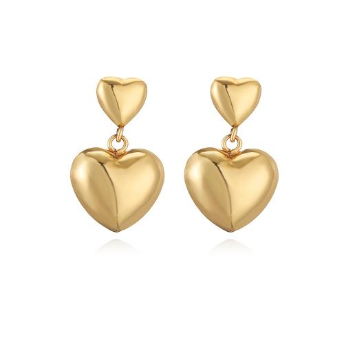 Brass Drop Earring, Heart, plated & for woman 