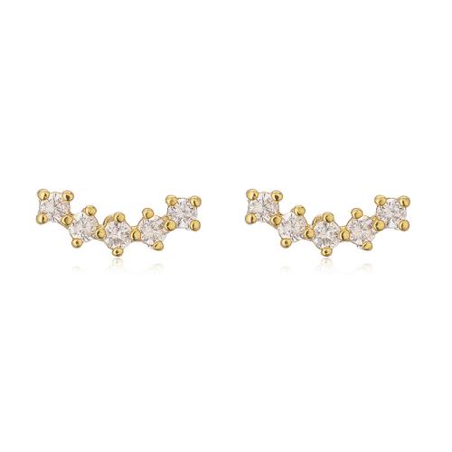 Cubic Zirconia Micro Pave Brass Earring, plated & micro pave cubic zirconia & for woman 