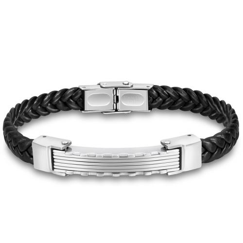 PU Leather Cord Bracelets, Titanium Steel, with Microfiber PU & Silicone, plated, Unisex Approx 20 cm 