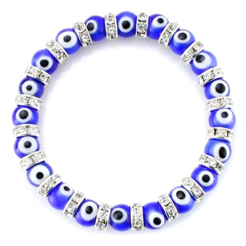 Evil Eye Jewelry Bracelet, Zinc Alloy, with Lampwork, Unisex & micro pave cubic zirconia Approx 16 cm [