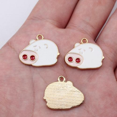 Zinc Alloy Enamel Pendants, Pig, gold color plated, DIY, mixed colors 