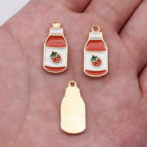 Zinc Alloy Enamel Pendants, Strawberry, gold color plated, DIY, mixed colors 