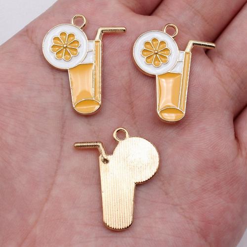 Zinc Alloy Enamel Pendants, Lemon, gold color plated, DIY, mixed colors 