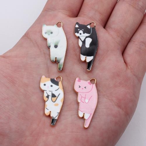 Zinc Alloy Enamel Pendants, Cat, plated, DIY 