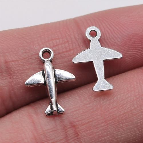 Zinc Alloy Jewelry Pendants, Airplane, antique silver color plated, DIY 