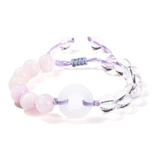 quartz clair bracelet, avec cordon de polyester & kunzite, Motif géométrique, fait à la main, bijoux de mode & pour femme, beads length 10mm Environ 6-8 pouce, Vendu par PC