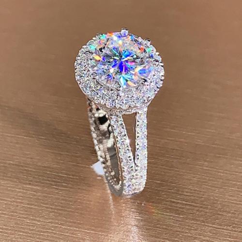 Befestigter Zirkonia Messingring Fingerring, Messing, verschiedene Größen vorhanden & Micro pave Zirkonia & für Frau, keine, verkauft von PC[