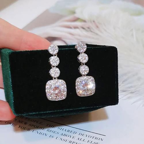 Cubic Zirconia Micro Pave Brass Earring, fashion jewelry & micro pave cubic zirconia & for woman 