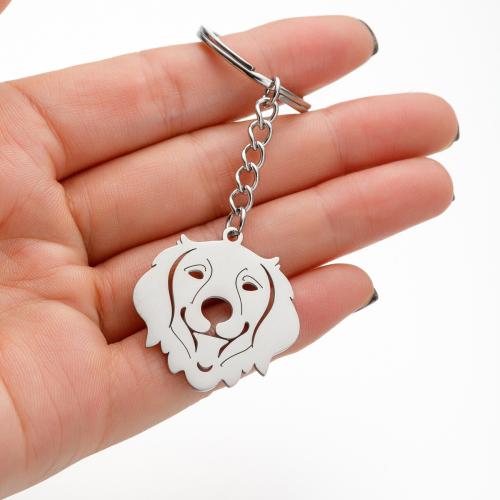 Stainless Steel Key Chain, 304 Stainless Steel, Dog, Unisex 