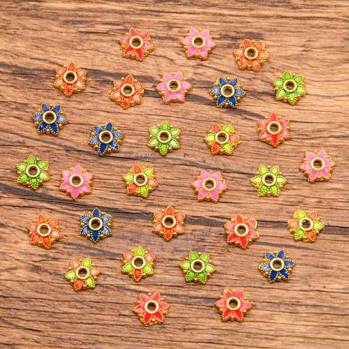 Zinc Alloy Bead Caps, Flower, gold color plated, DIY & enamel [