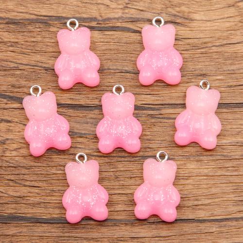 Animal Resin Pendant, Bear, DIY, pink 